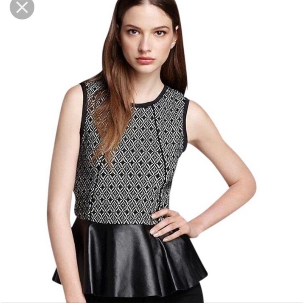 Parker sleeveless top with leather peplum